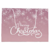 メリークリスマススノーフレークピンク ラージペーパーバッグ (裏面)