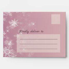 メリークリスマススノーフレークピンク 封筒