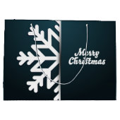 メリークリスマススノーフレークブルー ラージペーパーバッグ (裏面)