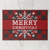 メリークリスマススノーフレークペーパー付きプレイドランチョンマット ペーパーパッド (正面)