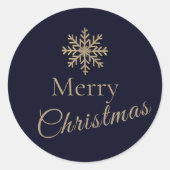 メリークリスマススノーフレークホリデーラウンドステッカー ラウンドシール (正面)