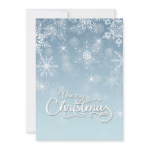 メリークリスマススノーフレークホワイトブルーグリーティング