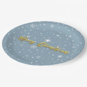 メリークリスマススノーフレークモダンパステルブルー ペーパープレート (アングル)