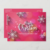 メリークリスマススノーフレークモダン家族の写真 シーズンポストカード (正面/裏面)
