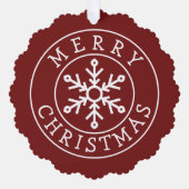 メリークリスマススノーフレークラベル オーナメントカード (正面)