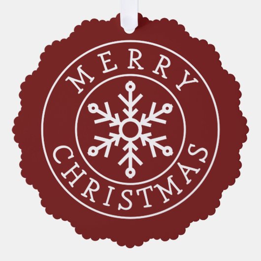 メリークリスマススノーフレークラベル オーナメントカード (正面)