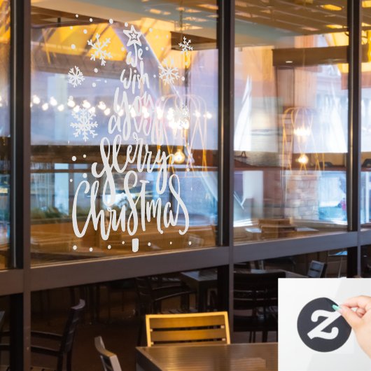 メリークリスマススノーフレークレストラン ウィンドウサイン (レストラン窓)