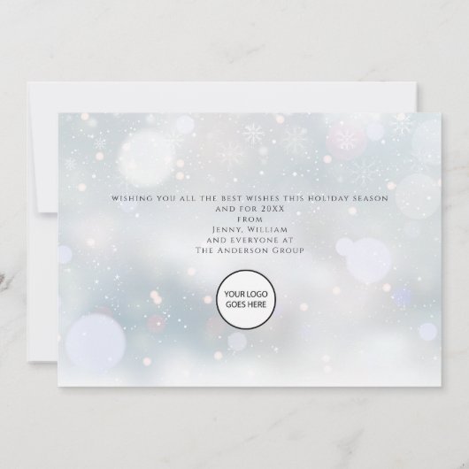 メリークリスマススノーフレーク企業のビジネスロゴ シーズンカード (裏面)