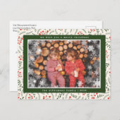 メリークリスマススノーフレーク写真ホリデーカード シーズンポストカード (正面/裏面)