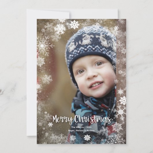 メリークリスマススノーフレーク写真 シーズンカード (正面)