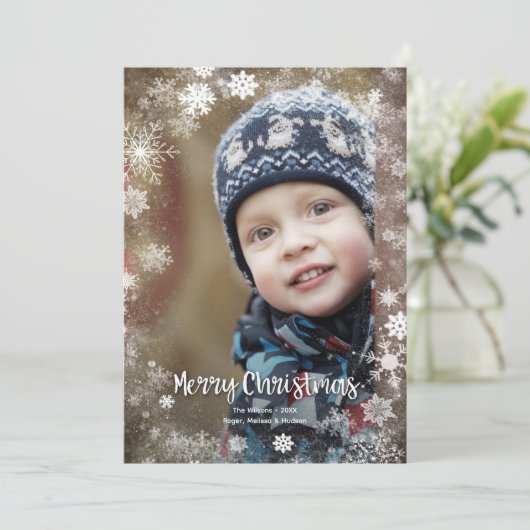 メリークリスマススノーフレーク写真 シーズンカード (スタンド正面)