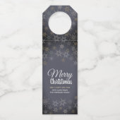 メリークリスマススノーフレーク石板グレー炭 ボトルネックタグ (正面)