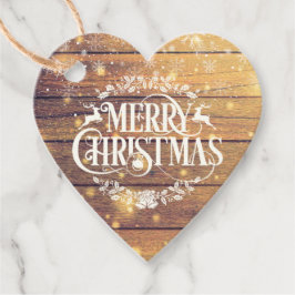 メリークリスマススノーフレーク素朴ウッド フェイバータグ