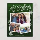 メリークリスマススノーフレーク素朴3枚コラージュ ポストカード (正面)