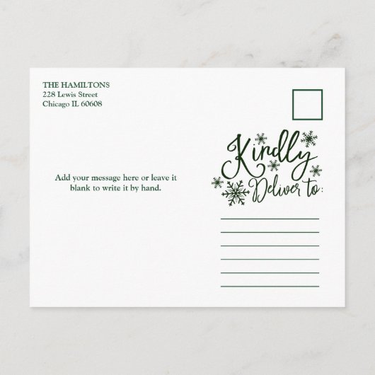 メリークリスマススノーフレーク素朴4枚の写真 ポストカード (裏面)