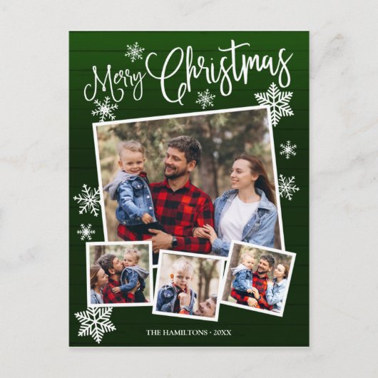 メリークリスマススノーフレーク素朴4枚の写真 ポストカード (正面)