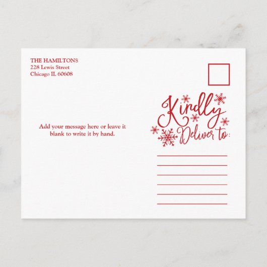 メリークリスマススノーフレーク素朴4枚の写真 ポストカード (裏面)