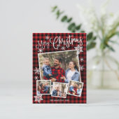 メリークリスマススノーフレーク素朴4枚の写真 ポストカード (スタンド正面)