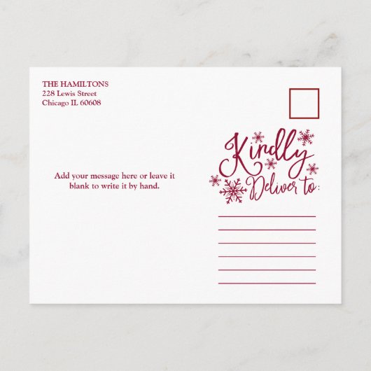 メリークリスマススノーフレーク素朴4枚の写真 ポストカード (裏面)