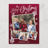 メリークリスマススノーフレーク素朴4枚の写真 ポストカード (正面)