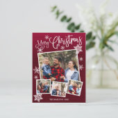 メリークリスマススノーフレーク素朴4枚の写真 ポストカード (スタンド正面)