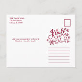 メリークリスマススノーフレーク素朴4枚の写真 ポストカード (裏面)