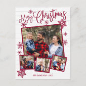 メリークリスマススノーフレーク素朴4枚の写真 ポストカード (正面)