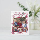 メリークリスマススノーフレーク素朴4枚の写真 ポストカード (スタンド正面)