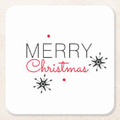 メリークリスマススノーフレーク赤と黒 スクエアペーパーコースター (正面)