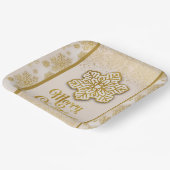 メリークリスマススノーフレーク金ゴールドグリッタースパークル ペーパープレート (傾斜あり)