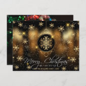 メリークリスマススノーフレーク金ゴールドブラックファミリーフォト シーズンポストカード (正面/裏面)
