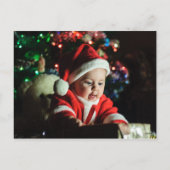 メリークリスマススノーフレーク金ゴールドブラックファミリーフォト シーズンポストカード (裏面)