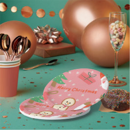 メリークリスマススノーフレーク雪だるまプレゼントクリスマスtr ペーパープレート