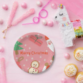 メリークリスマススノーフレーク雪だるまプレゼントクリスマスtr ペーパープレート (パーティー)