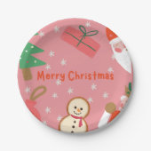 メリークリスマススノーフレーク雪だるまプレゼントクリスマスtr ペーパープレート (正面)
