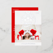 メリークリスマススノーフレーク1写真モダン冬 箔シーズンポストカード (正面/裏面)