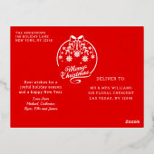 メリークリスマススノーフレーク1写真モダン冬 箔シーズンポストカード (裏面)