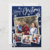メリークリスマススノーフレーク4枚コラージュ素朴 招待状 (正面)