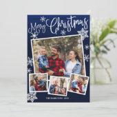 メリークリスマススノーフレーク4枚コラージュ素朴 招待状 (スタンド正面)