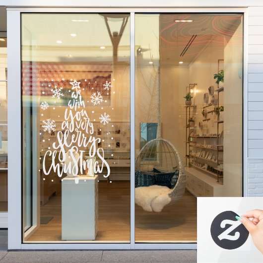 メリークリスマススノーフレーク ウィンドウサイン (店舗窓)
