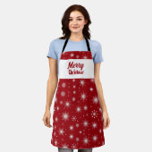 メリークリスマススノーフレーク エプロン (着用した状態)