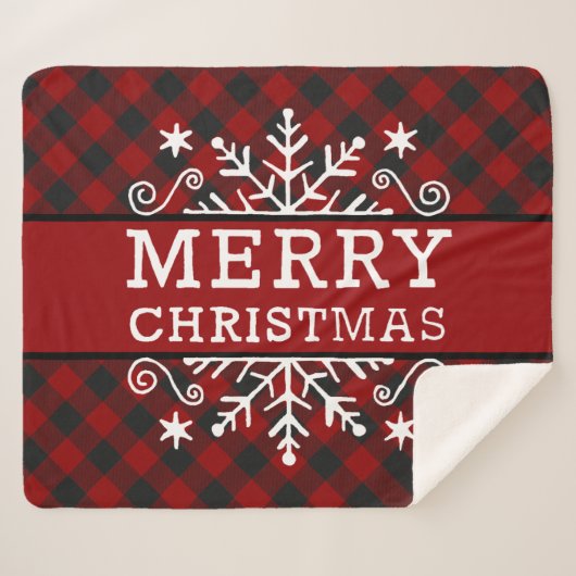 メリークリスマススノーフレーク シェルパブランケット (正面(横))