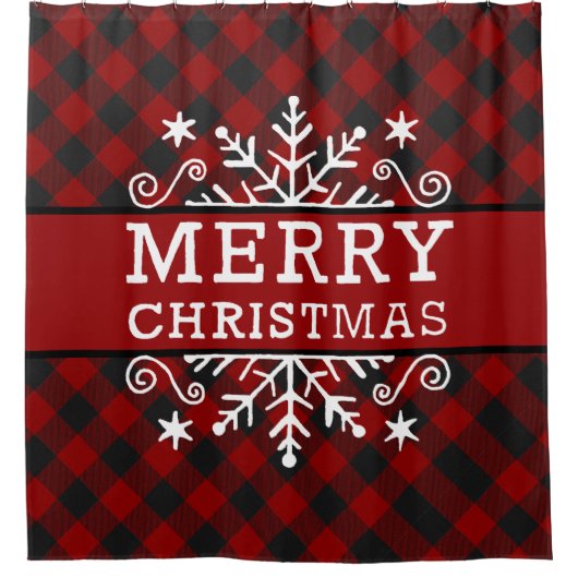 メリークリスマススノーフレーク シャワーカーテン (正面)