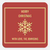 メリークリスマススノーフレーク スクエアシール (正面)