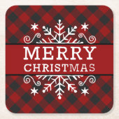 メリークリスマススノーフレーク スクエアペーパーコースター (正面)
