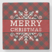 メリークリスマススノーフレーク ストーンコースター (正面)