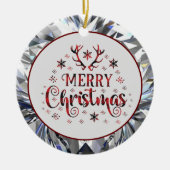 メリークリスマススノーフレーク、ハッピー新年セラミック セラミックオーナメント (正面)