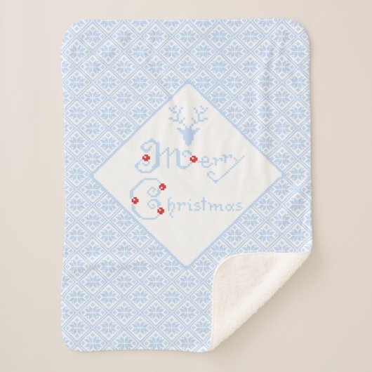 メリークリスマススノーフレーク・パターン シェルパブランケット (正面)