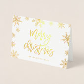メリークリスマススノーフレーク | ホリデーフォト金ゴールド 箔カード (正面)
