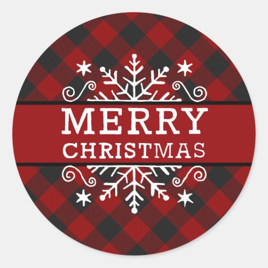 メリークリスマススノーフレーク ラウンドシール (正面)